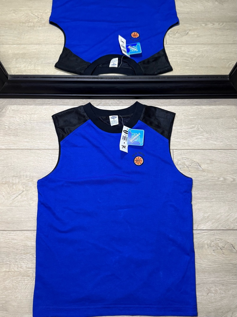 New Y2K Youth Boys Black & Blue Old Navy Sleeveless Basketball Tank Top Shirt